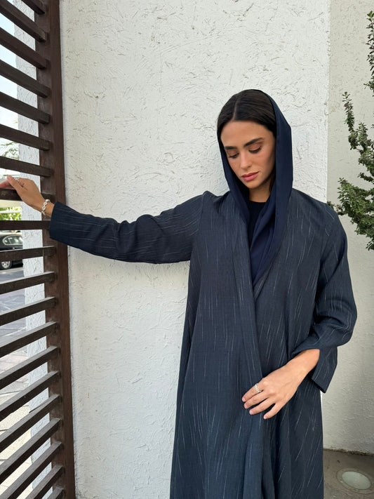 Navy Blue Linen - Abaya